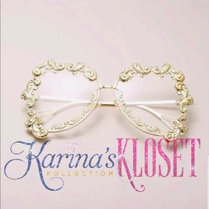 👑Oversized Vineyard Clear Lens & Gold Eye Glasses